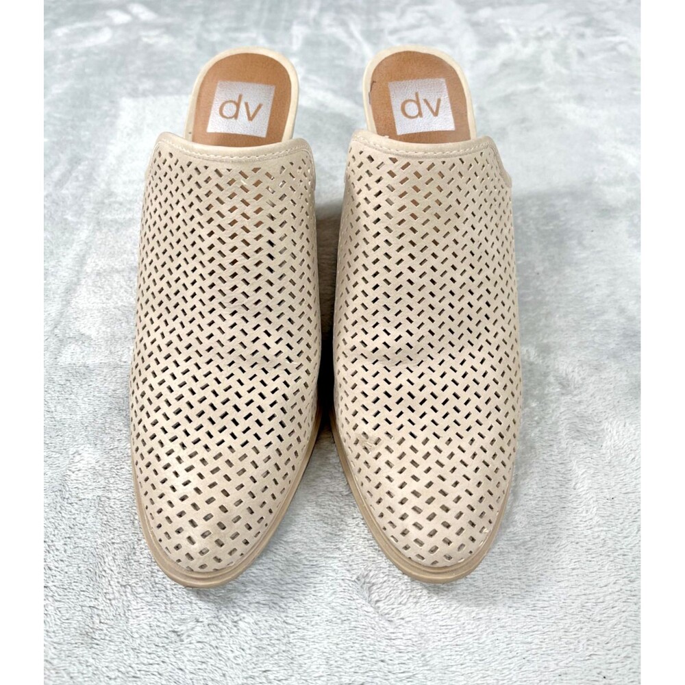 DV By Dolce Vita Kenli Perforated Taupe Heeled Mules Womens 8.5